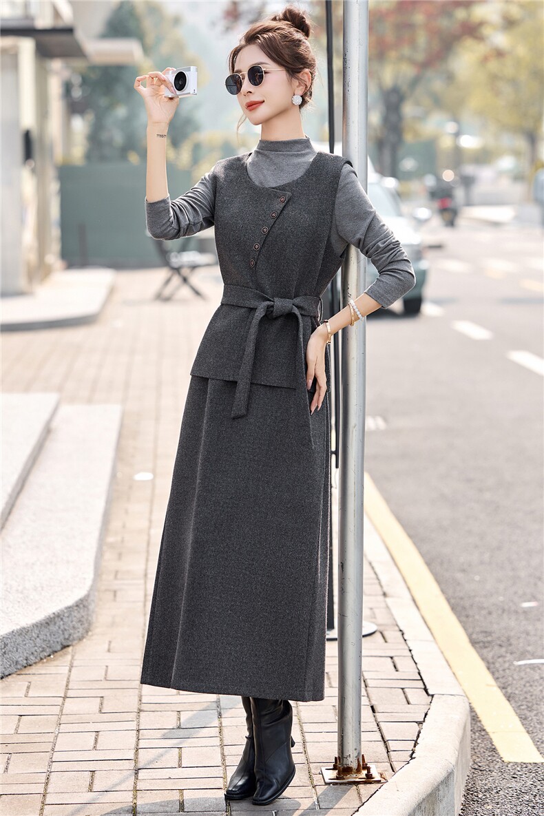 2026春季新款简约时尚修身三件套裙,女装套装/套裙,美沁