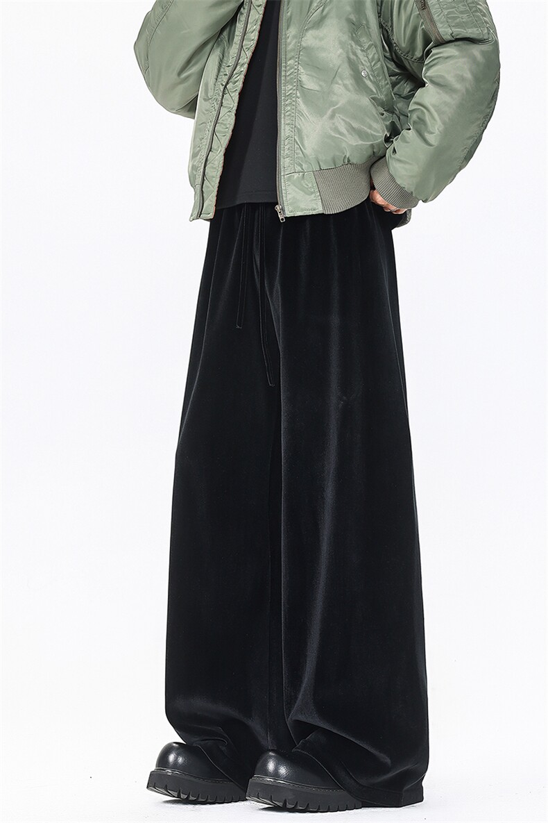 8XL-M加绒美拉德宽松金丝绒阔腿裤垂感拖地裤K993P55加绒65控78,男装卫衣,电商D206-1
