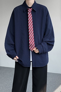 8XL-M泡泡纱盐缩肌理长袖衬衫男夏季冰丝外套防晒衬衣CS29007P40图片