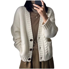 时尚百搭女士秋季新款修身显瘦双面针织开衫长袖毛衣外套，女装针织衫/毛衣，悦玛羊绒