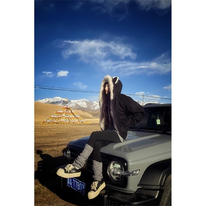 现货重磅硬挺boxy羽绒棉衣座山雕猫耳大毛毛领麂皮棉服冬外套图片