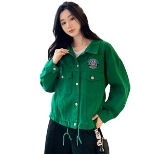 外套女2022年春季新款常规百搭长袖纯色牛仔上衣刺绣小个子时尚图片