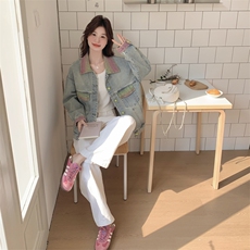 美式巴恩风短款工装牛仔外套女春2025秋超火好看高级小众夹克上衣，女装短外套，2C266