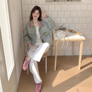 美式巴恩风短款工装牛仔外套女春2025秋超火好看高级小众夹克上衣图片