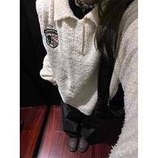 刺绣polo领毛衣男款冬季宽松针织衫毛绒翻领情侣外套M8857，男装针织衫/毛衣，星座1116A（原606A-3）