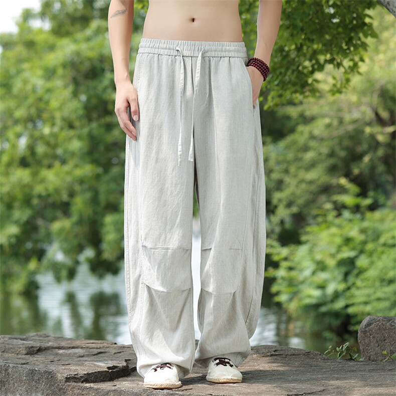 纯亚麻宽松弯刀裤休闲裤星座815-8610p100，男装休闲裤，星座815（原A203）