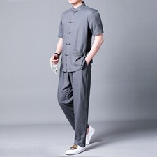 BETZ08钱塘2020-2夏季亚麻男士短袖中式唐装套装精品P115,男装中老年男装,钱塘207-2