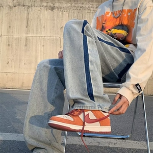 牛仔裤男秋冬美式复古直筒宽松休闲长裤水洗阔腿老爹裤NK745-P43图片