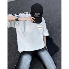 夏季美式高街重磅纯棉三条杠织带撞色男女短袖T恤ZD624-特P30，男装T恤，电商A486-1