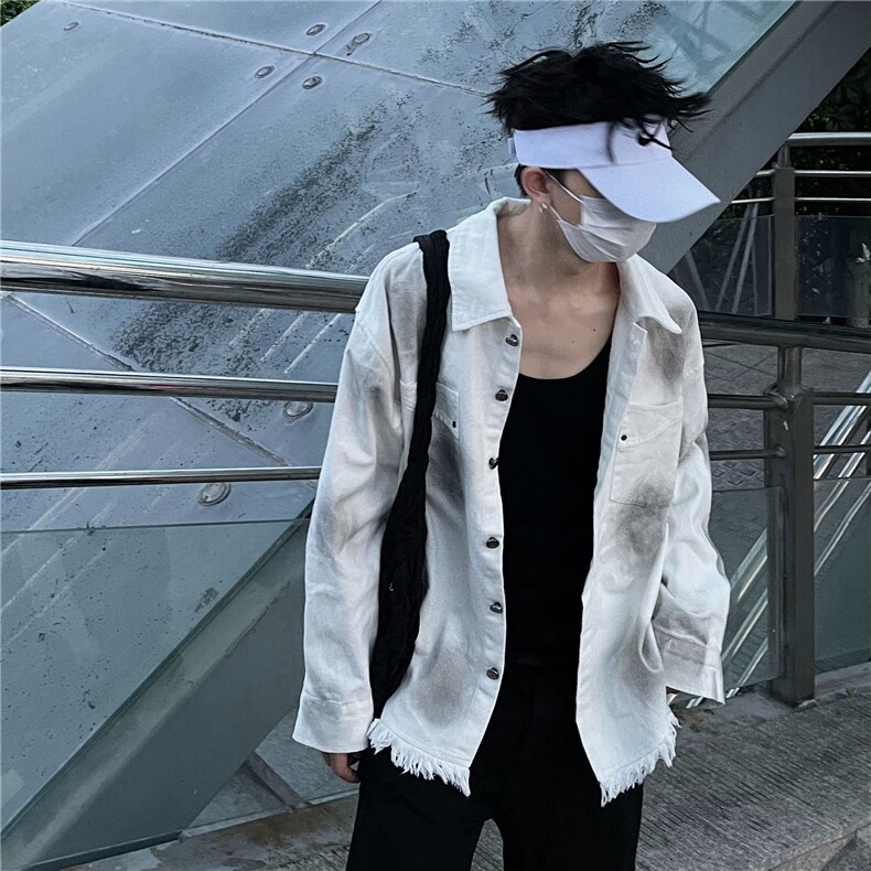 JK8944-P58水洗做旧牛仔外套男款春秋季美式高街vibe风,男装工装外套,电商B323A