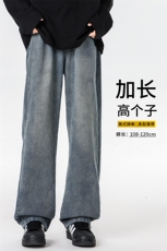 加长版裤子男款高个子牛仔裤复古直筒185cm110长裤KZ004P58加绒68，男装牛仔裤，电商B312