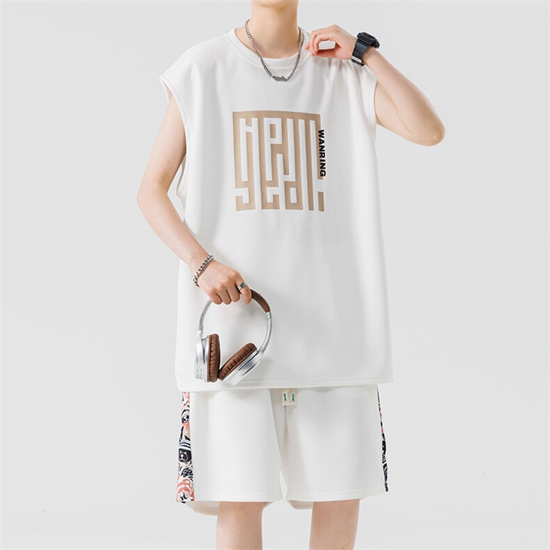 TZ985-P50M-8XL抖音夏季背心印花港风青少年男生套装，男装休闲套装，星座507A（原星座306B-2）