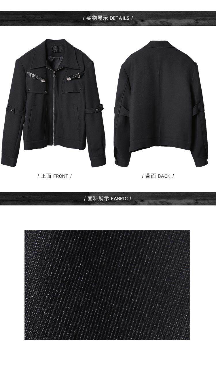 得物抖音品质翻领拉链夹克外套男女潮牌个性金属扣工装风宽松上衣,男装夹克,电商A486
