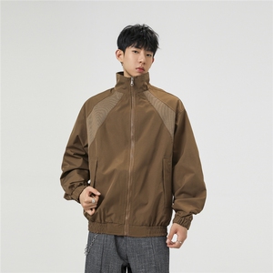 美式罗纹拼接袖子褶皱大码M-5XL教练夹克男JK78056P69控105图片