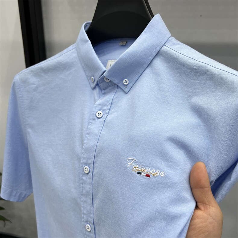 FN824801纯棉牛津纺男士短袖衬衫手拍图主推大货长期款,男装衬衫,钱塘207-1
