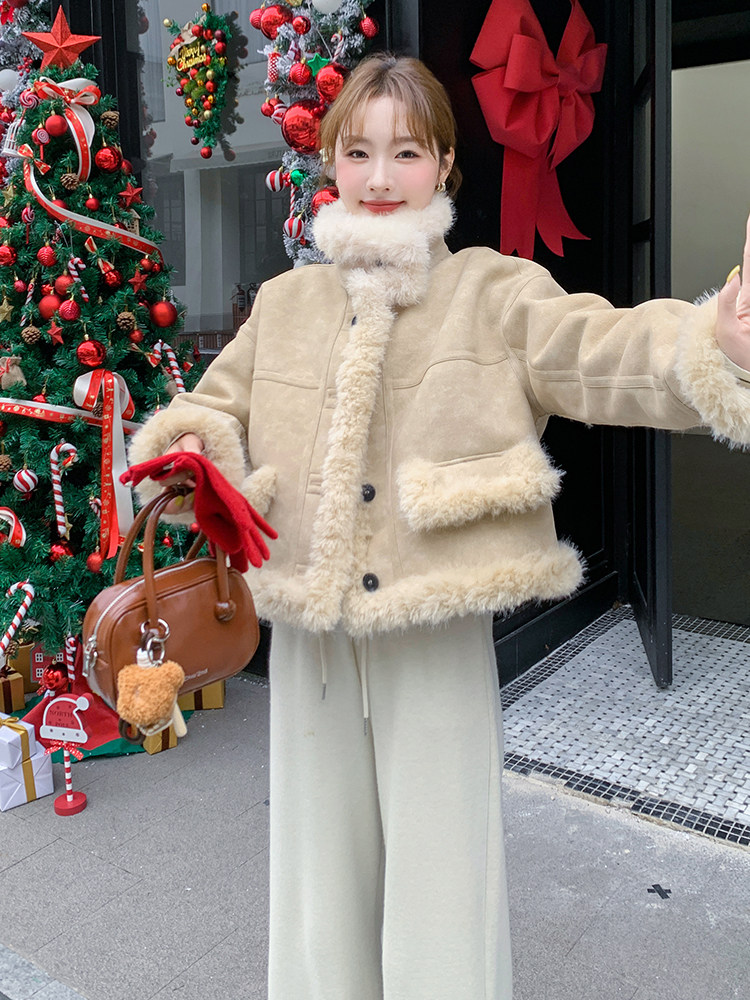 2025现货主推皮毛一体两面穿210-6396-185-K268,女装羊羔毛/颗粒绒,韩蜜菓