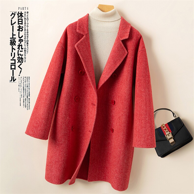 秋冬简约高端双面呢羊毛大衣女新款款羊毛呢大衣小个子加厚外套，女装双面呢大衣，优远毛呢大衣