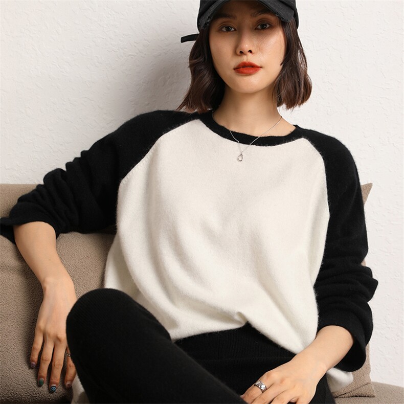 休闲气质淑女时尚秋冬季新款长袖潮流百搭显瘦打底羊绒衫,女装羊绒衫,五色羊羊绒