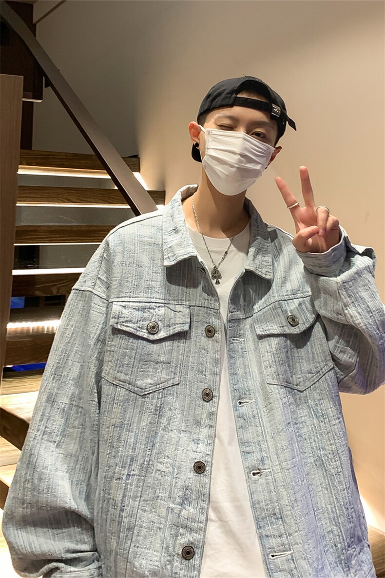 JK6017/P75秋装港风洗水宽松牛仔外套夹克男女潮男大码上衣男装,男装夹克,电商A141