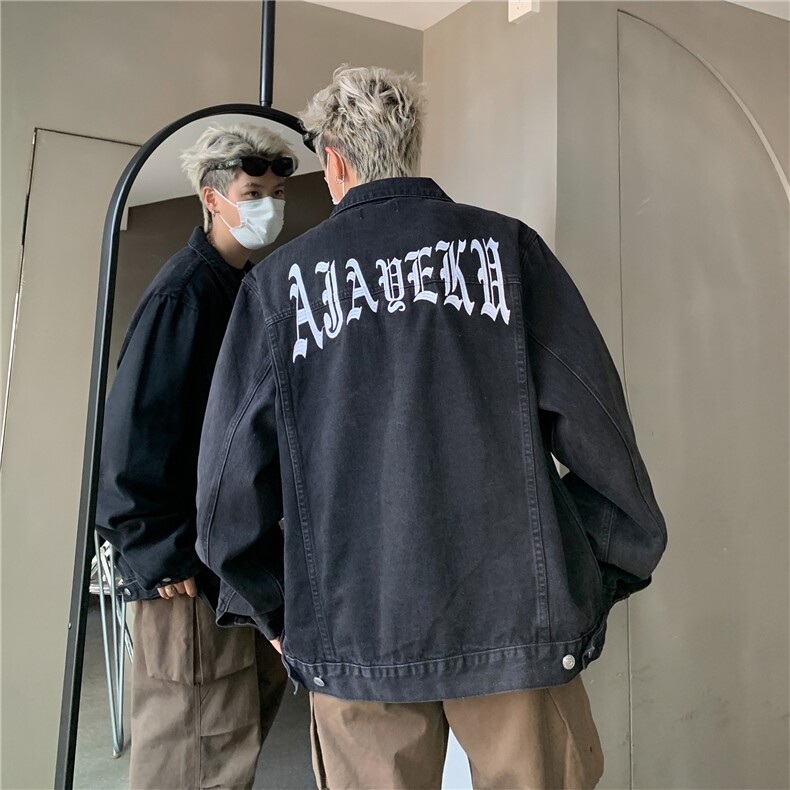 24款 牛仔夹克宽松韩版字母刺绣工装潮流水洗外套N608/ P105图片