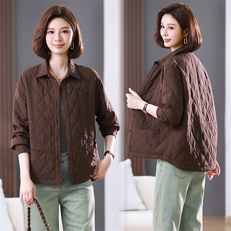 2024早秋新款外套长袖夹棉薄款春秋翻领百搭短款上衣外搭遮肚子女，女装短外套，文熹诺
