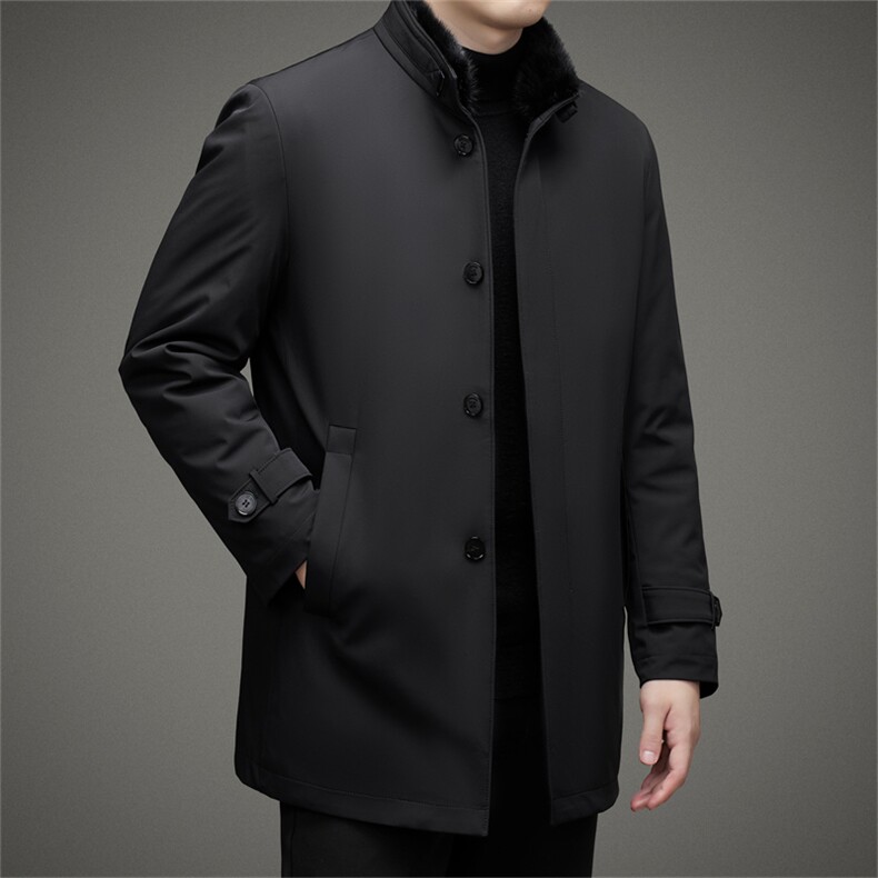 23YR9932钱塘2020-3中年男士立领毛领冬季厚款羽绒服货稳P310,男装羽绒服,钱塘207-3