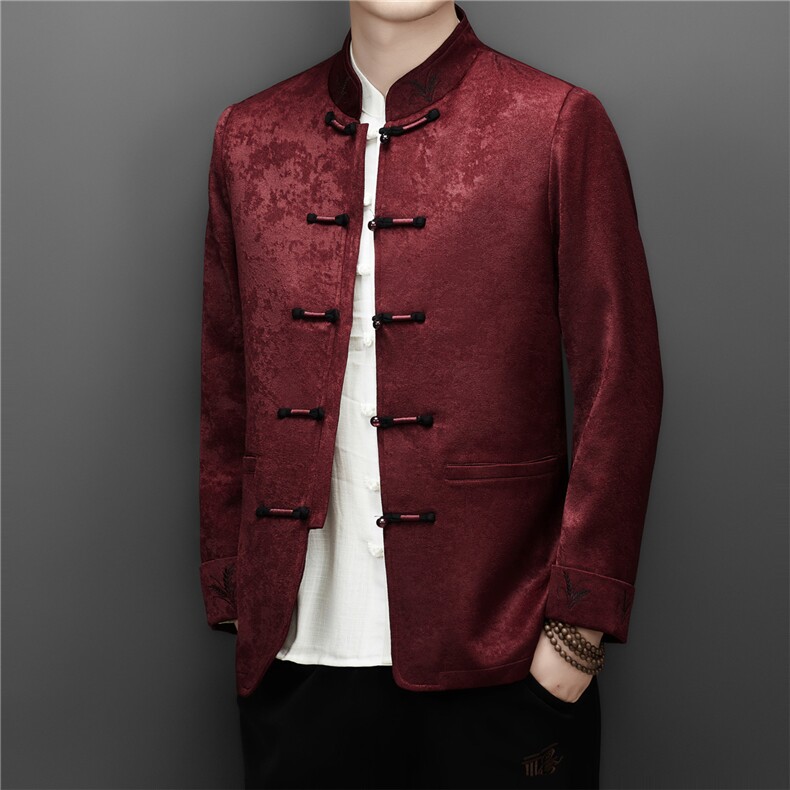 MJ572C四季新款男式新中式风男高端复古唐装三件套装图片