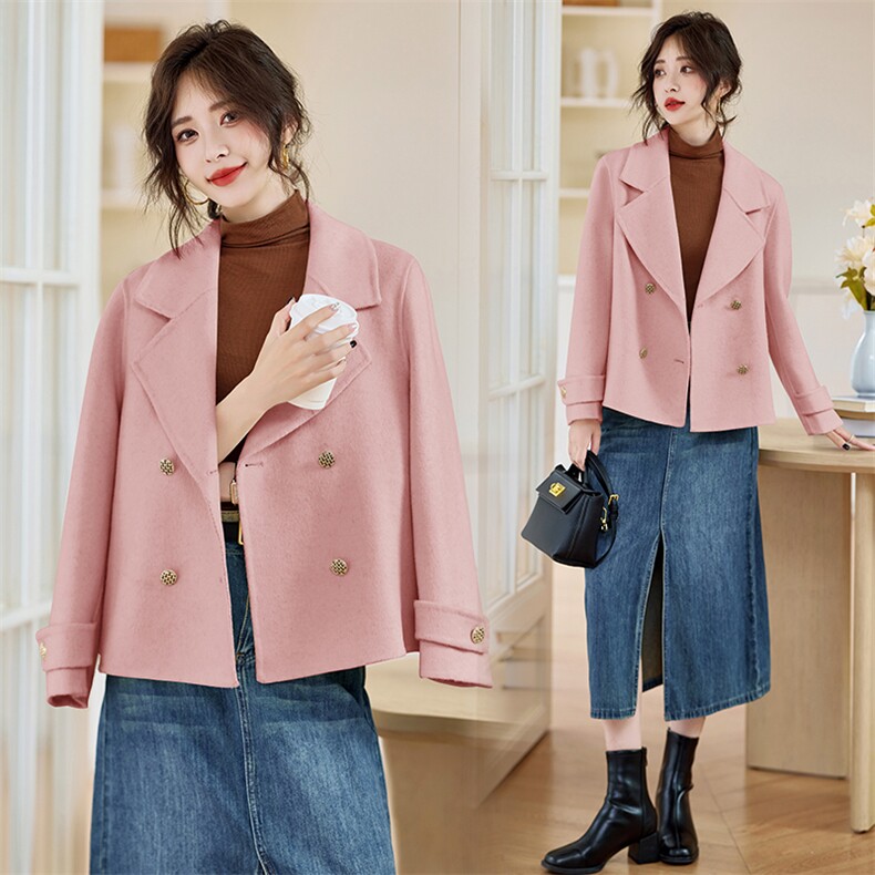 气质双面呢羊毛外套女2025年冬季新款时尚百搭毛呢上衣潮，女装双面呢大衣，丝露依尚（原SL）