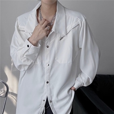 新款金属拉链装饰个性小众潮流设计宽松上衣衬衫-CS068-网络图，男装衬衫，星座1002-2