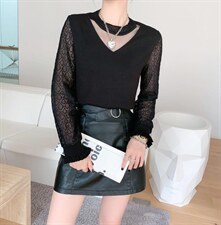 蕾丝拼接小衫，其它，依诺阁