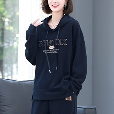 连帽女士卫衣2025年新款洋气减龄大码宽松休闲中年妈妈早春装上衣，女装卫衣/绒衫，丽影随形