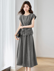 小香风套装裙2025夏季新款清冷松弛感大方得体气质亚麻一整套穿搭，女装套装/套裙，江南富贵女