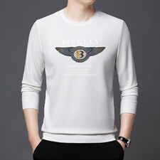 薄款长袖2023秋季新款休闲中年男士卫衣圆领印花时尚百搭上衣，男装卫衣，电商B212（原钱塘6029）