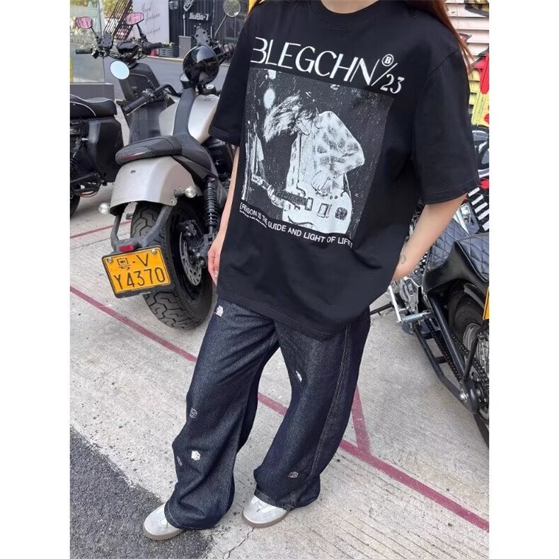 美式复古街头夏季印花短袖T恤男女青少年街头上衣体恤DTX663,男装T恤,星座208-5