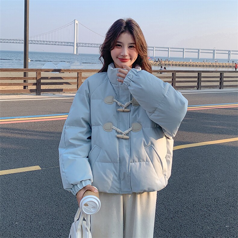 面包服90绒羽绒服短款小个子牛角扣外套女2025冬款，女装羽绒服，宁宁家