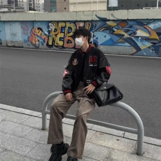 美式复古棒球服外套男女秋冬ins潮牌学院风宽松高级感飞行员夹克，男装夹克，星座506A