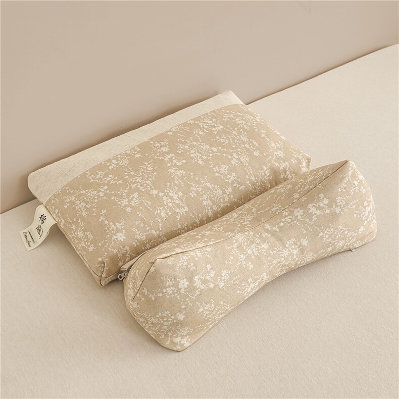 2025新款棉麻三角牵引荞麦枕枕头枕芯，枕套/枕芯，一起卖家纺