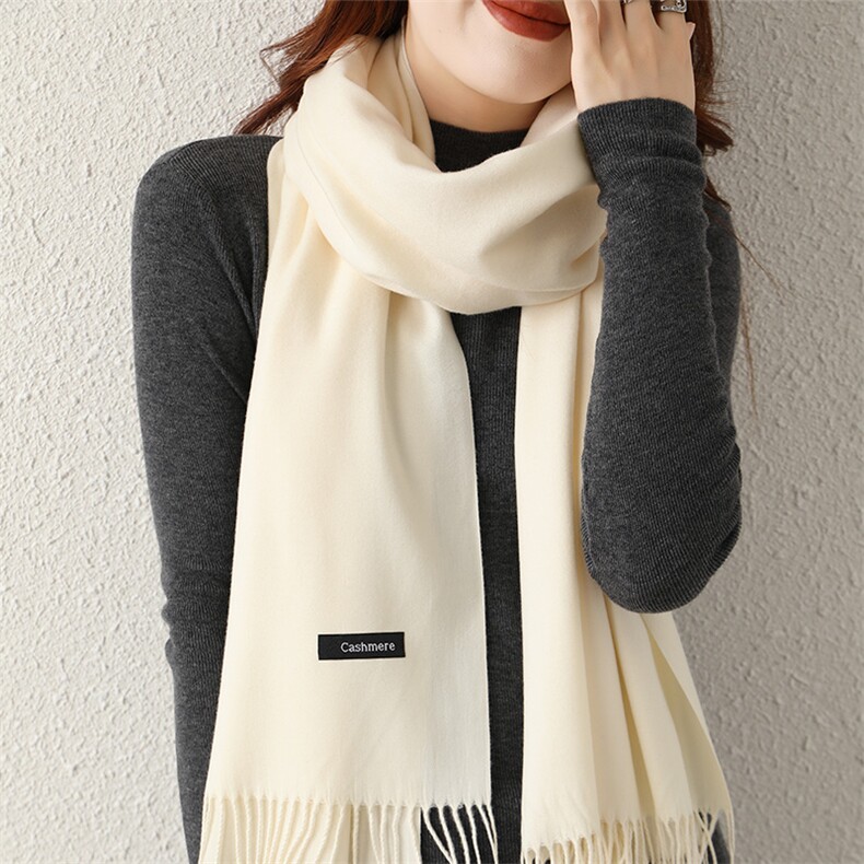 冬季加长新款纯色围巾女士韩版针织披肩保暖加厚百搭围脖，围巾，众美斯特