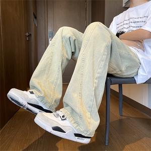美式高街vibe裤子牛仔裤男直筒工装微喇裤N390-P46图片