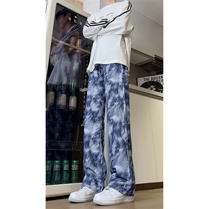 现货 美式复古迷彩工装裤宽松直筒提花牛仔裤男 K5822-P50 控78图片