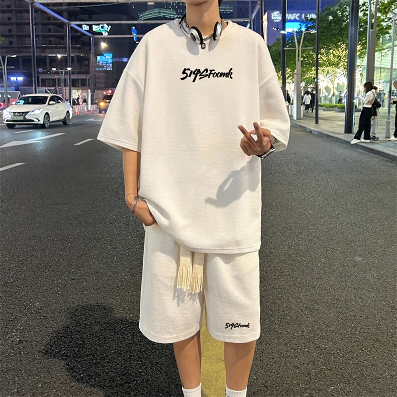 套装！ 华夫格套装短袖T恤短裤男 TZ246-特P 38图片