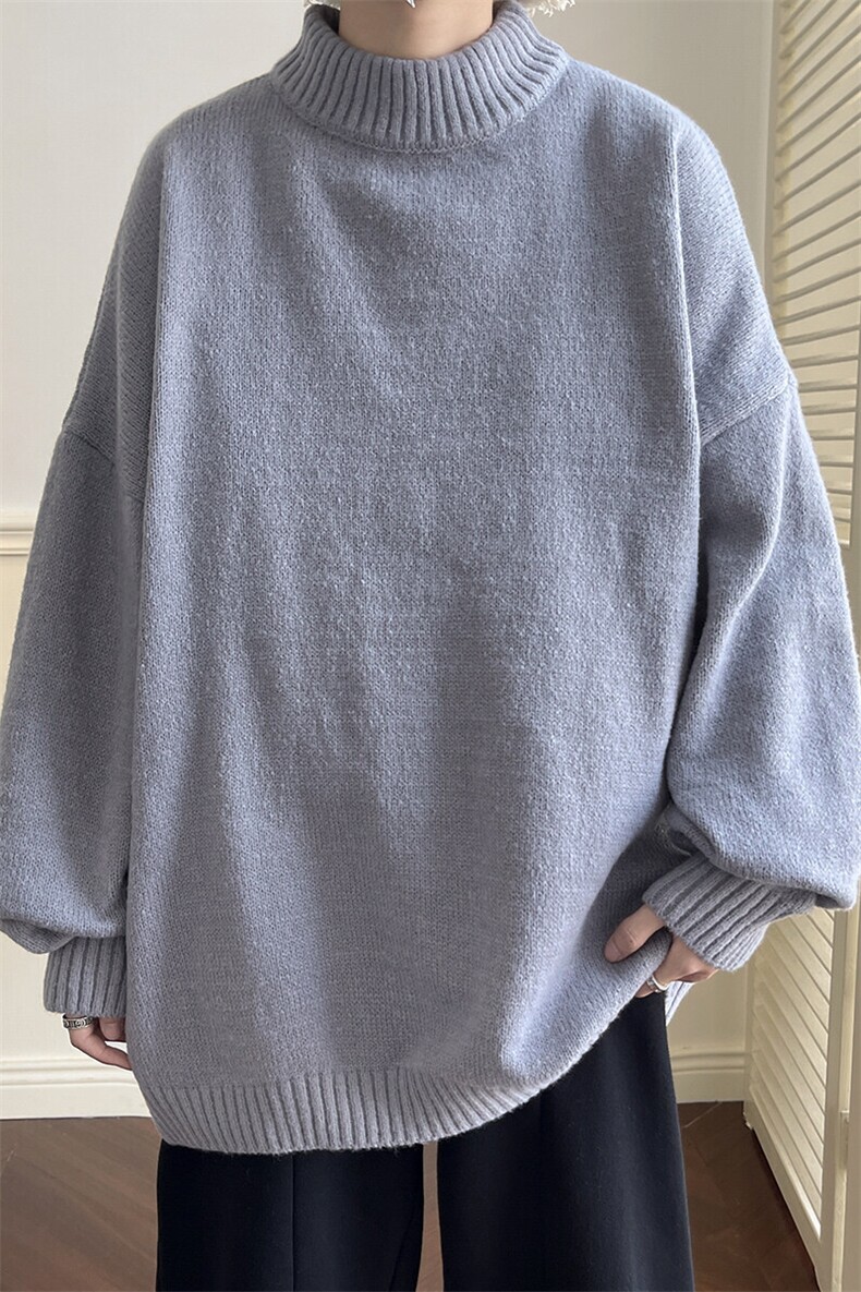 秋冬潮牌纯色oversize打底衫男痞帅宽松套头毛衣针织衫MY103-P40,男装针织衫/毛衣,电商A001