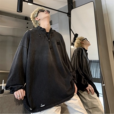 706-1-WY605-P65秋季男士复古做旧水洗立领半拉链卫衣潮牌外套，女装短外套，星座706-1