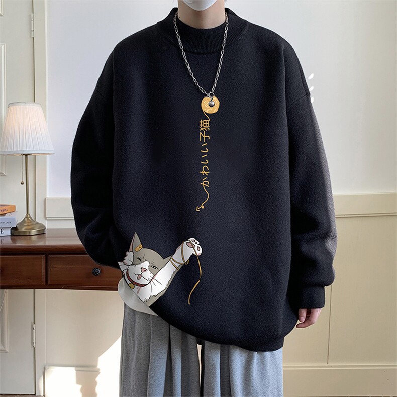 控68半高领毛衣男士大码针织衫男毛线衣男 M18013-P45 加绒款-P65图片