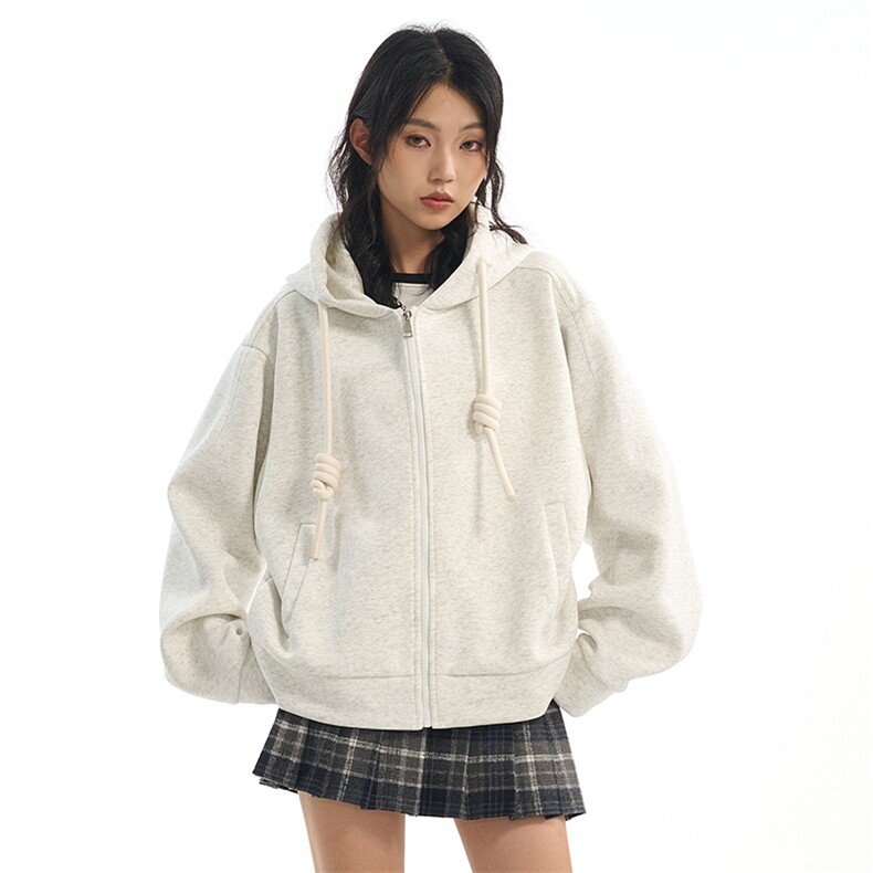 华棉450克W9871-特P72连帽开衫卫衣男女同款高街开衫卫衣短款帽衫图片
