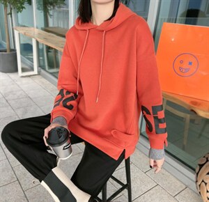 冬季连帽拼接加绒卫衣图片