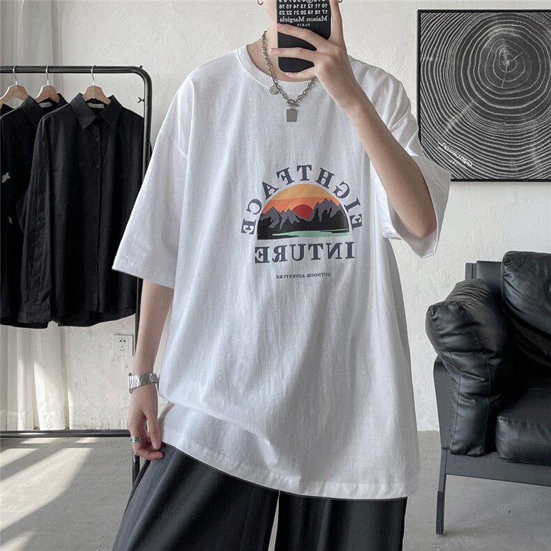 DT19-25夏季山水印花短袖T恤，男装T恤，星座1408-1