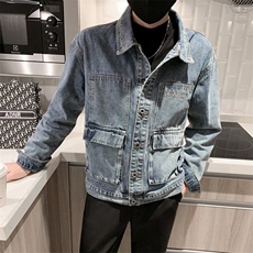 秋季新款牛仔衣男士韩版修身网红同款牛仔外套潮牌工装夹克上衣，男装工装外套，电商A327
