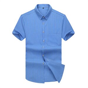 夏装新款加肥加大码男式短袖衬衫格子休闲衬衣XL-7XL 19C01图片