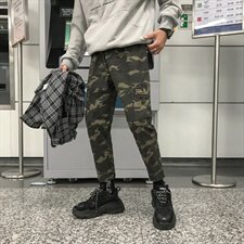 703港风男多口袋工装休闲裤束脚长裤迷彩水洗全棉，男装休闲裤，星座703
